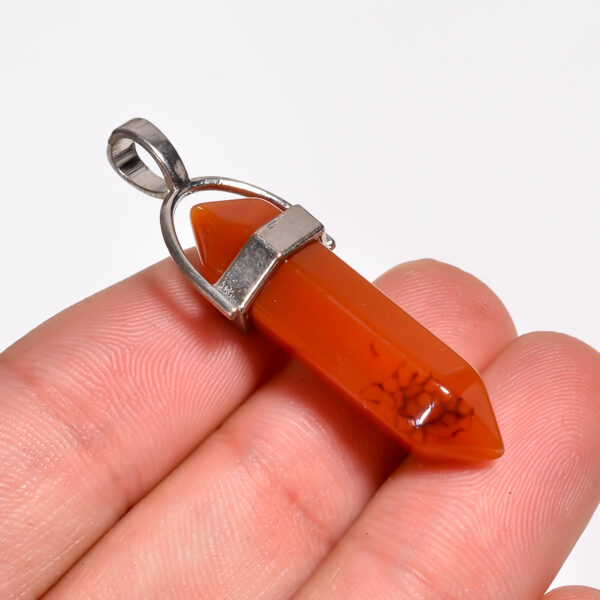 Fiery Spirit: Carnelian Pendant – Silver Plated & Natural - Image 2