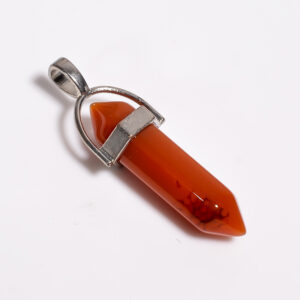 Fiery Spirit: Carnelian Pendant – Silver Plated & Natural