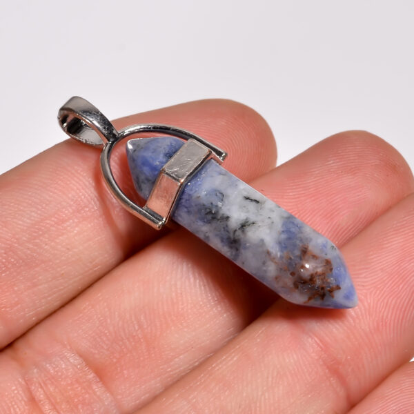 Ocean Wisdom: Sodalite Pendant – Silver Plated & Natural - Image 2