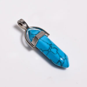 Desert Breeze: Magnesite Turquoise Pendant – Silver Plated Lab-Created