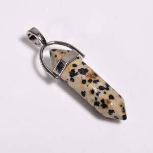 Spotted Soul: Dalmatian Jasper Pendant – Silver Plated & Natural