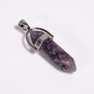 Lavender Calm: Purple Lepidolite Pendant – Silver Plated & Natural