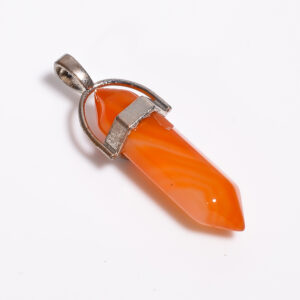 Ethnic Flame: Red Botswana Agate Pendant – Silver Plated Natural Stone