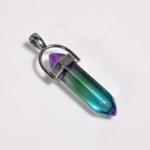 Dual Harmony: Bi-Color Tourmaline Quartz Pendant – Silver Plated Lab-Created