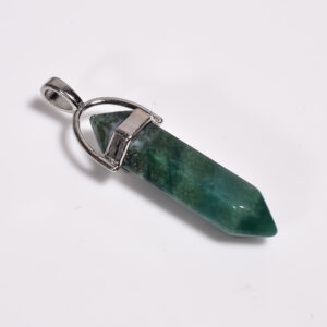 Verdant Grace: Green Aventurine Pendant – Silver Plated & Natural