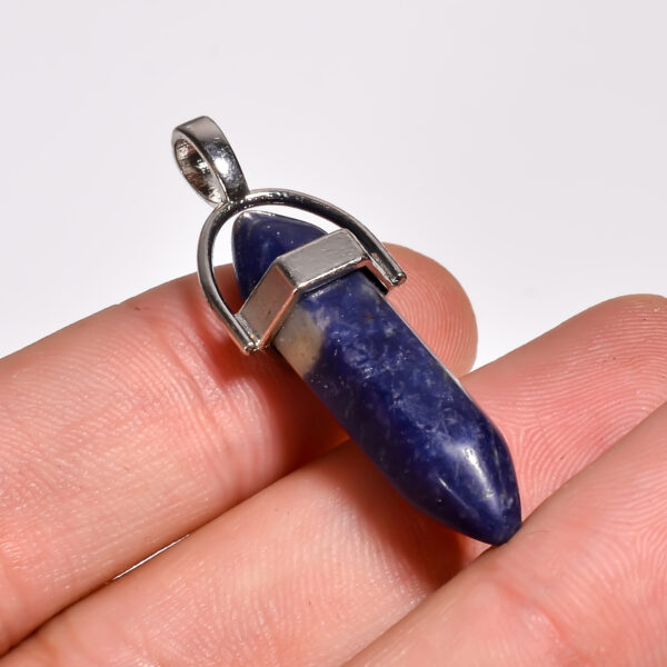 Azure Wisdom: Sodalite Pendant – Silver Plated & Natural - Image 2