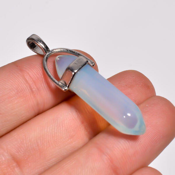 Luminous Glow: Opalite Pendant – Silver Plated Lab-Created - Image 2