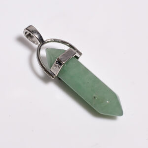 Verdant Spirit: Green Aventurine Pendant – Silver Plated Natural Gem