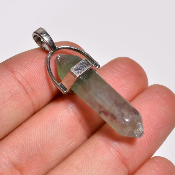 Verdant Harmony: Green Aventurine Ethnic Pendant – Silver Plated & Natural - Image 2
