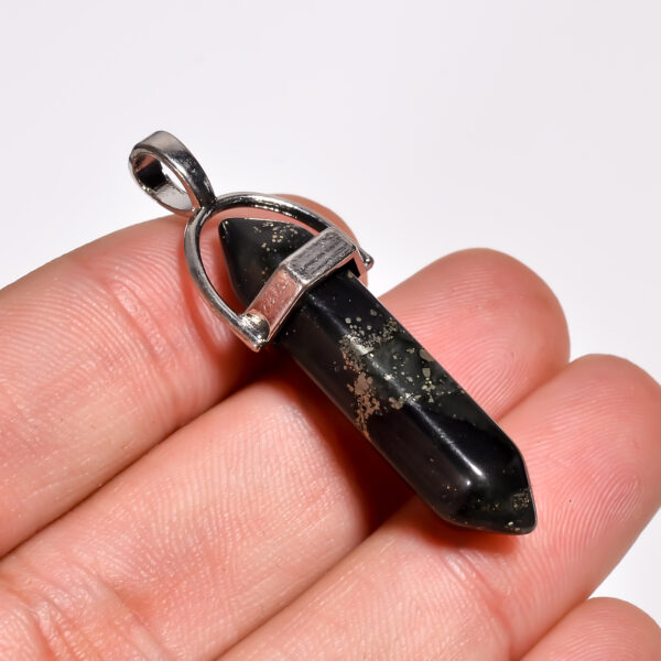 Mystic Earth: Marcasite Agate Pendant – Silver Plated & Natural - Image 2