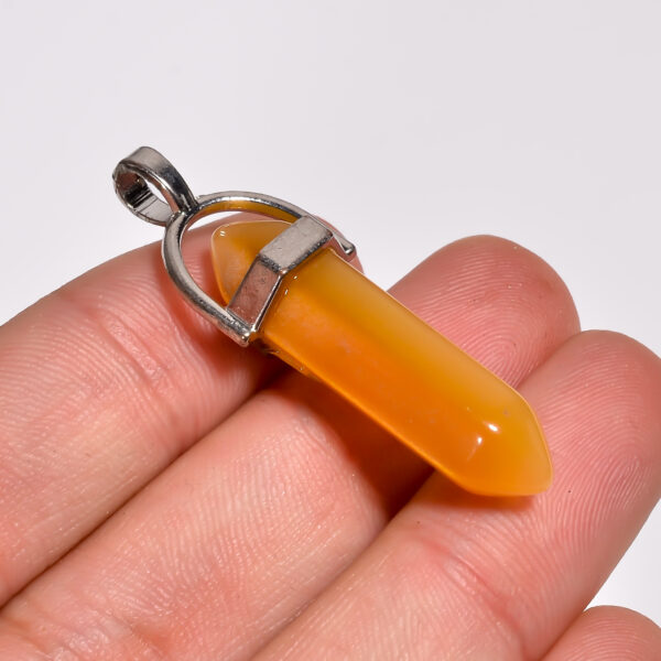 Sunlit Gaze: Yellow Cats Eye Pendant – Silver Plated Lab-Created - Image 2