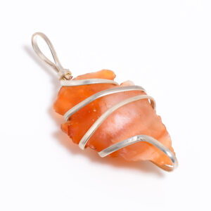 Raw Carnelian Stone Pendant – Tribal-Inspired Wire Wrapped Jewelry