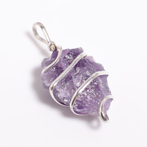 Natural Amethyst Stone Necklace Charm – Artisan Wire Wrapped