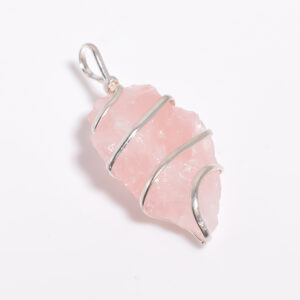 Rose Quartz Healing Stone Pendant – Artisan Wire Wrapped Design