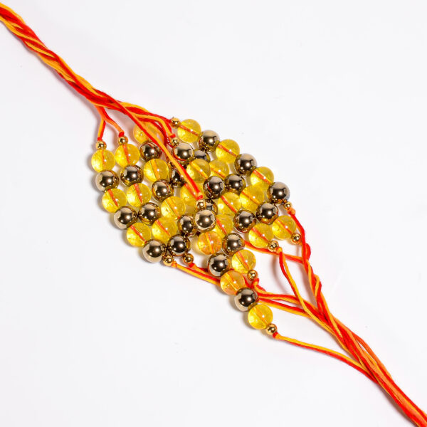 Golden Yellow Bead Rakhi Combo – Set of 10 for ₹180 - Image 2